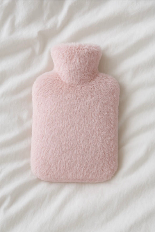 Bouillotte housse peluche rose